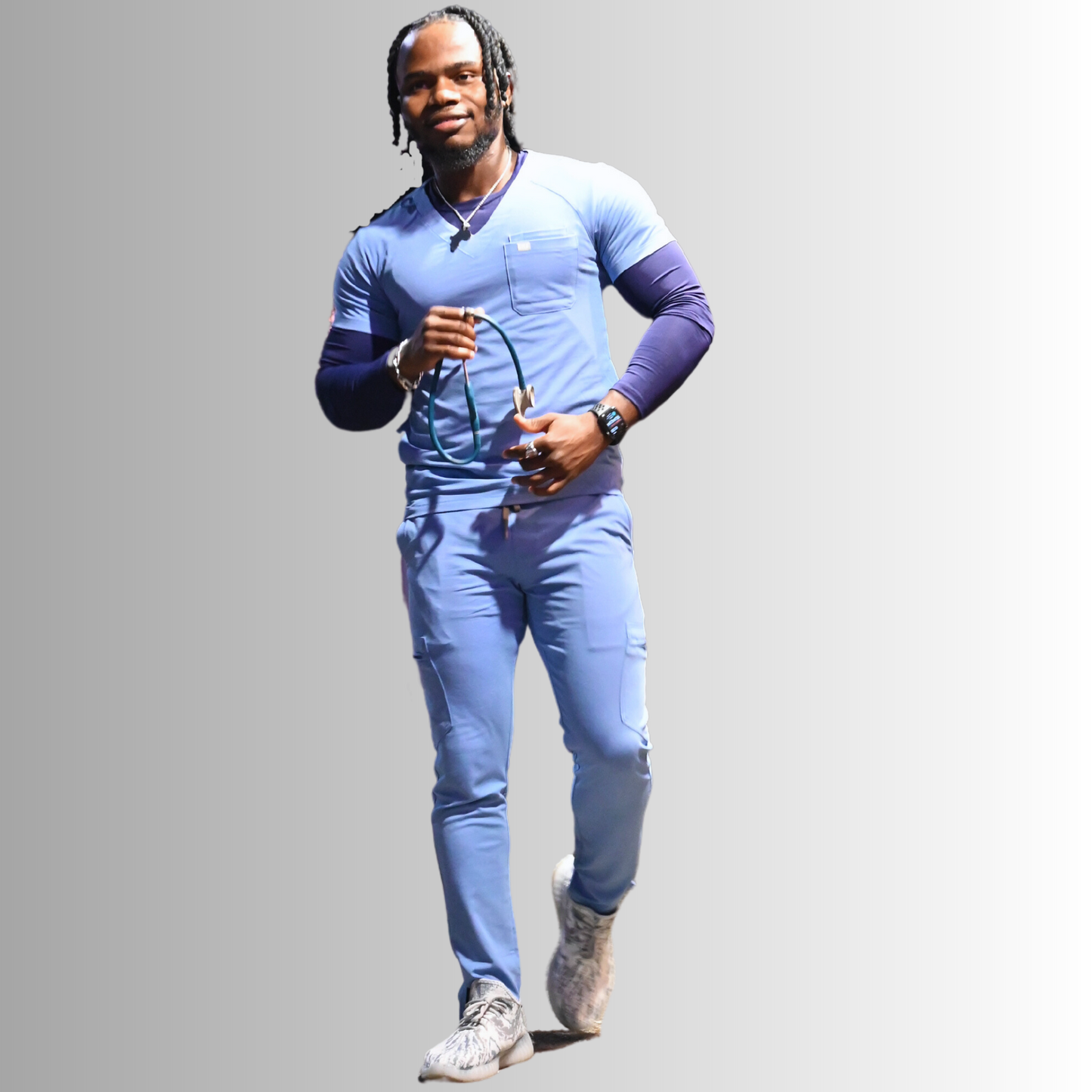 Zion Men V-Neck Scrub Top