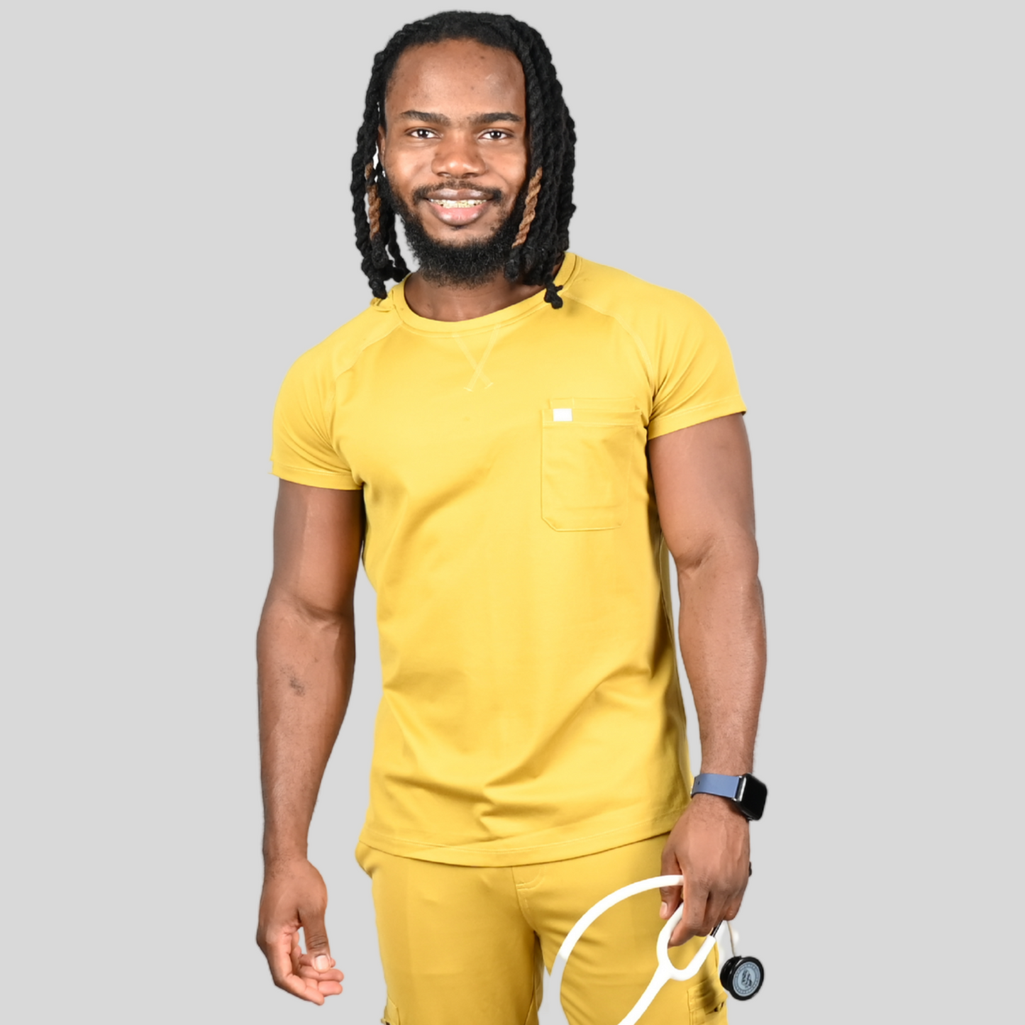 Chioma Men Two Chest Pockets Round Neck Srub Top